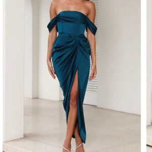 Hello Molly DEAR EMILIA BE SEEN MIDI DRESS TEAL Size Small